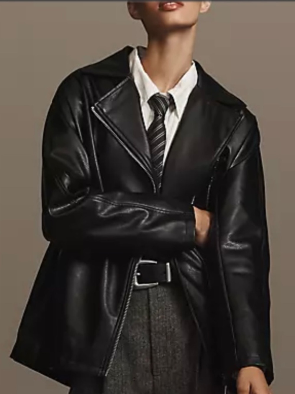 Anthropologie Classic Black Faux Leather Jacket